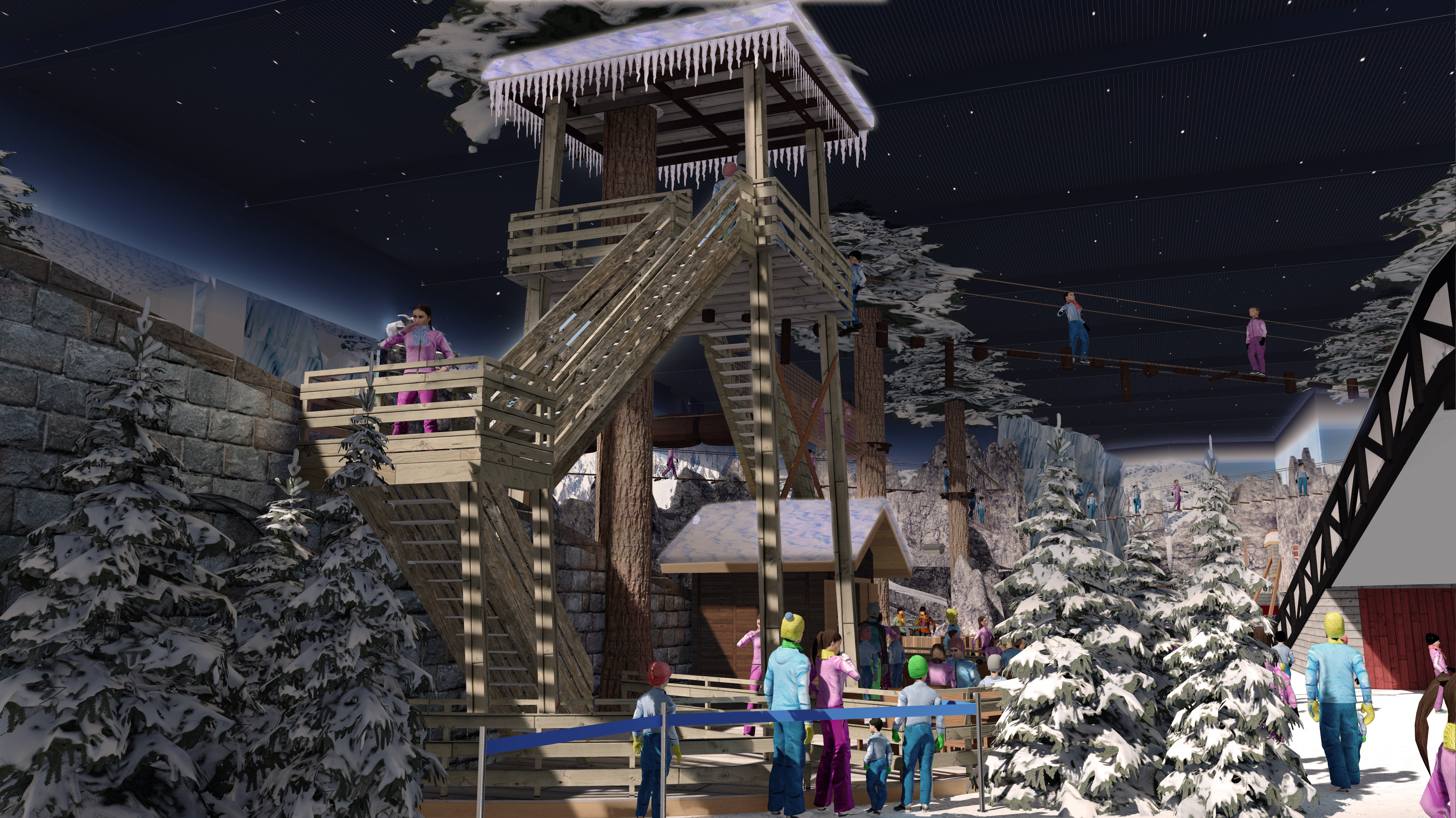 Indoor snow themepark - Snowplay Hight Ropes Course Tower